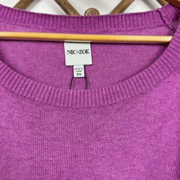 Nic + Zoe Hidden Gems Sweater in Vivid Magenta Plus Size 3X - Picture 7 of 11
